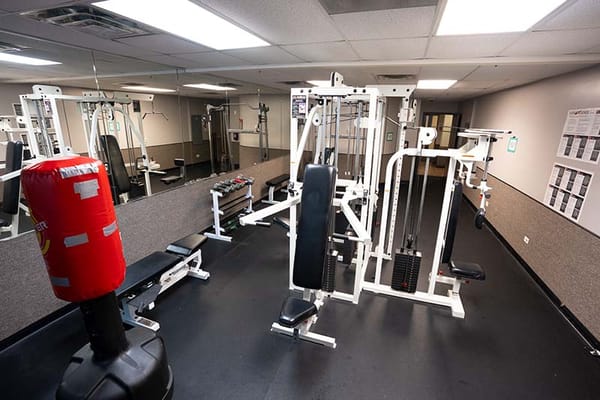 Interior view of a fitness area with exercise equipment