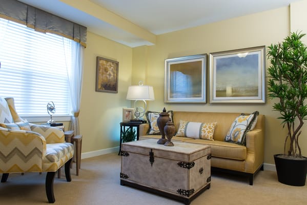 Cozy lounge area with comfortable seating and decor