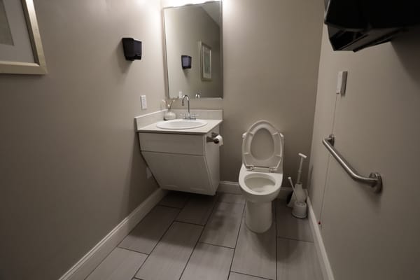Clean and accessible bathroom with a toilet and sink