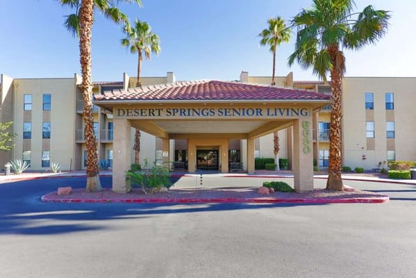 Exterior view of Desert Springs Senior Living entrance