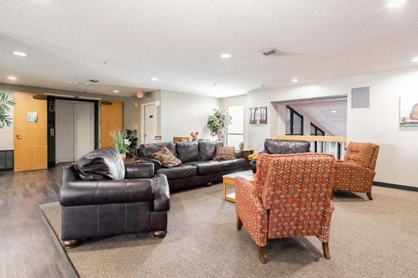 Common area seating in a senior living facility