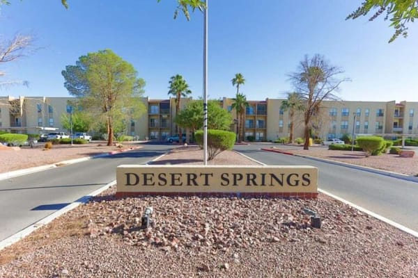 Exterior view of Desert Springs Senior Living entrance