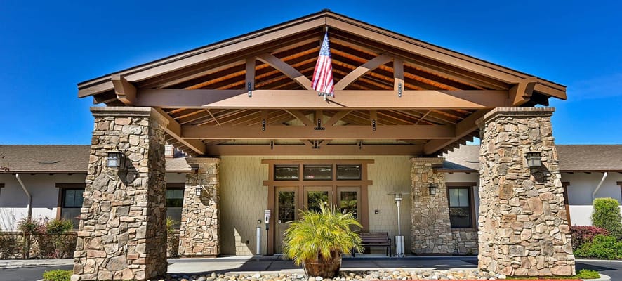 Exterior view of Sunol Creek Memory Care entrance