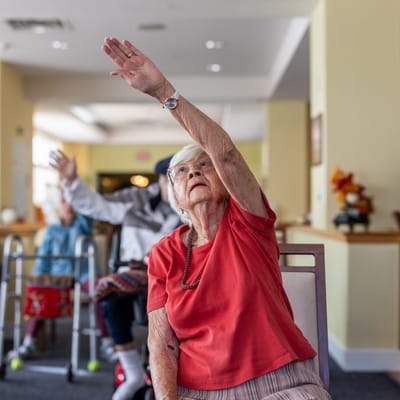 Residents participating in an activity in a common area