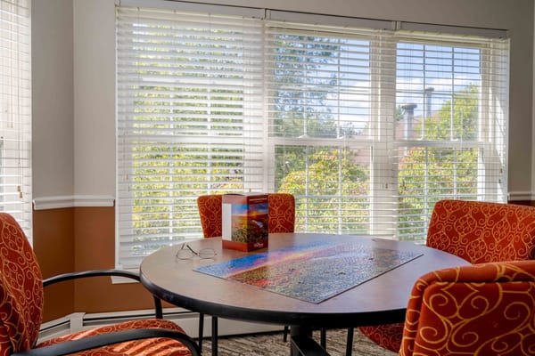 Bright table setting by the window with a view