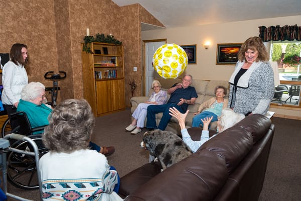Residents engaging in an activity in a common area
