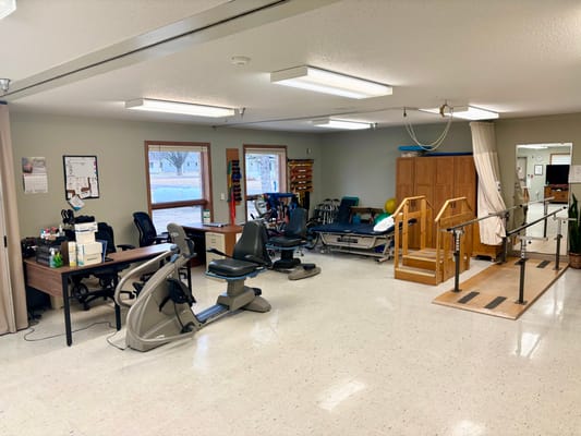 Interior view of a therapy room with equipment