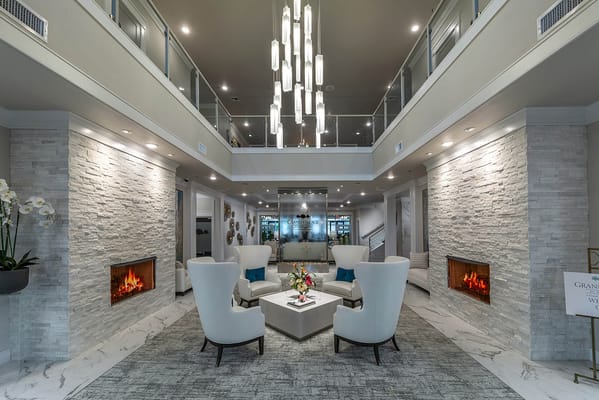 Bright and modern common area with seating