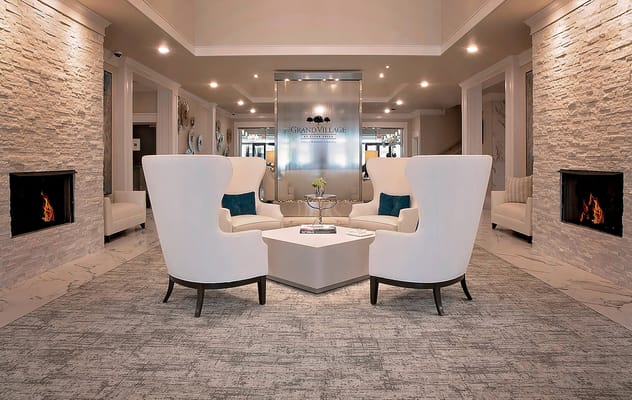 Bright lobby area with modern furnishings
