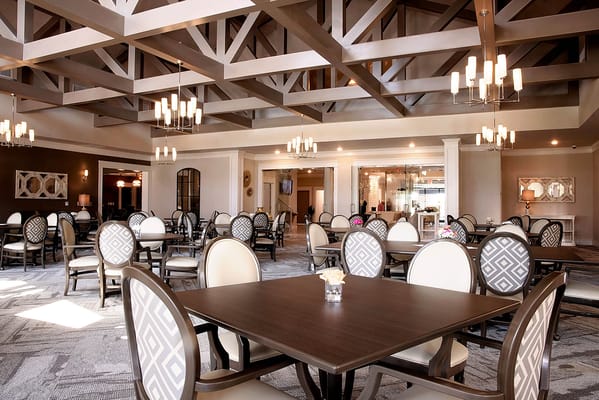 Bright dining area with elegant decor and seating