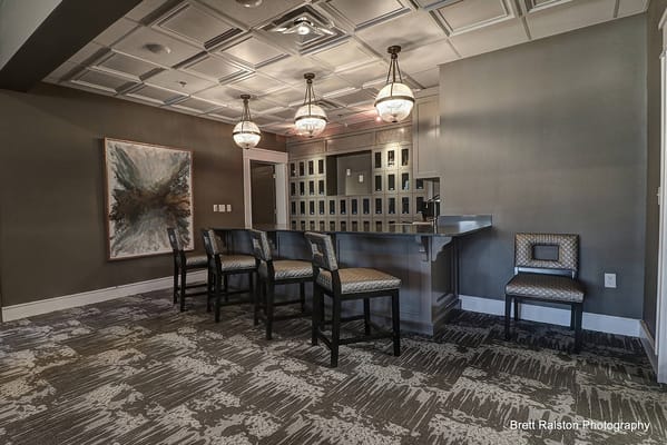 Interior common area with seating and artwork