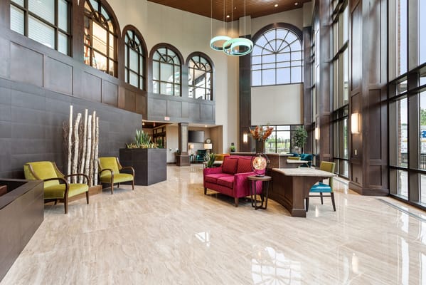 Bright and welcoming lobby with modern decor
