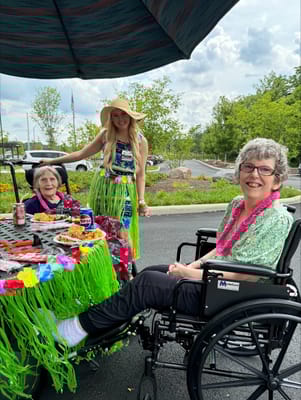 Residents celebrating with a themed outdoor activity
