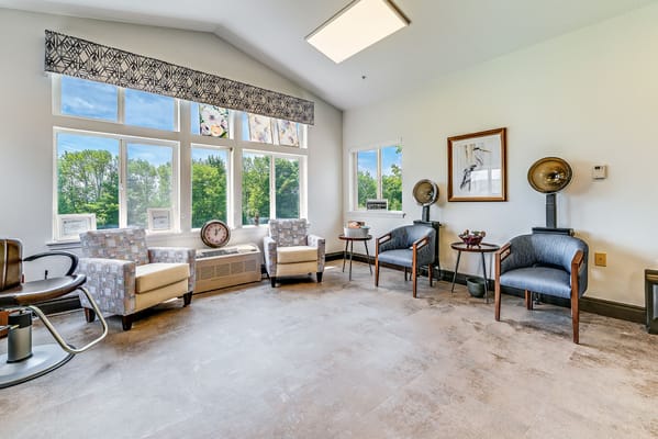 Bright common area with comfortable seating