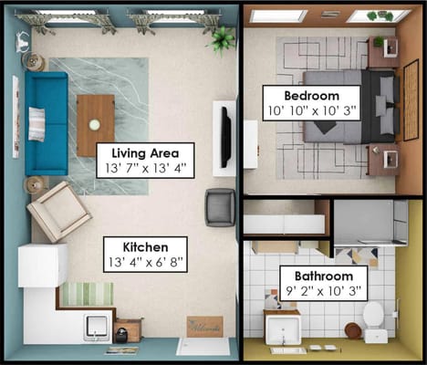 Architectural floor plan of a resident unit