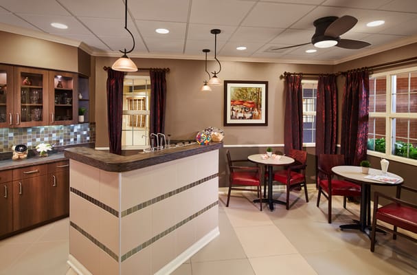 Interior lounge area with seating and decor