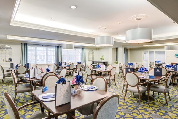 Dining area with elegantly set tables