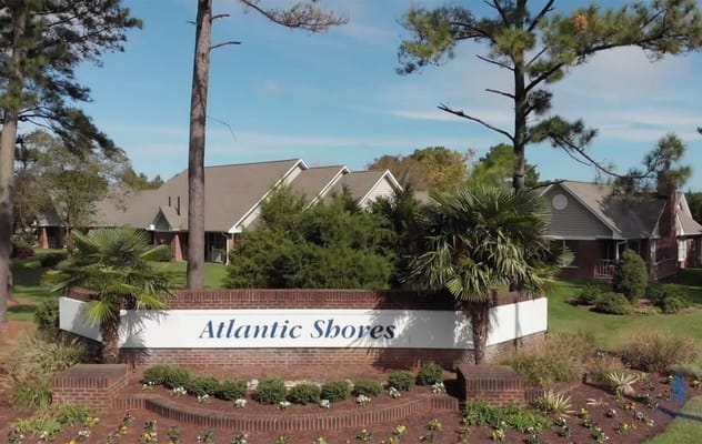 Exterior view of Atlantic Shores with landscaping