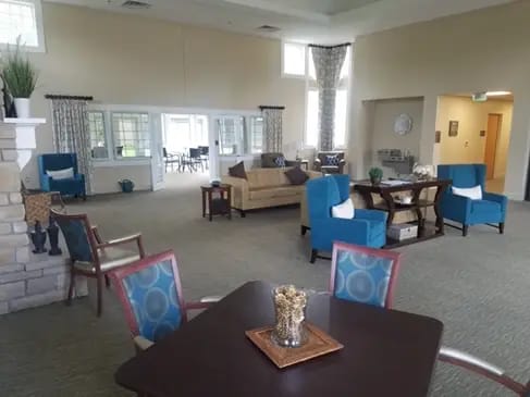 Bright common area with comfortable seating