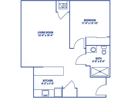 Architectural floor plan of a resident unit