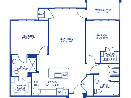 Architectural floor plan of a residential unit