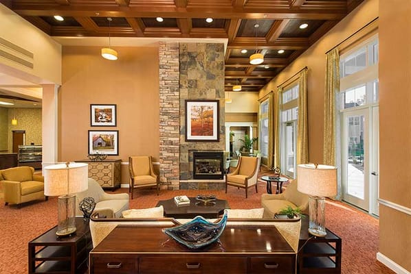 Interior view of a welcoming common area with seating