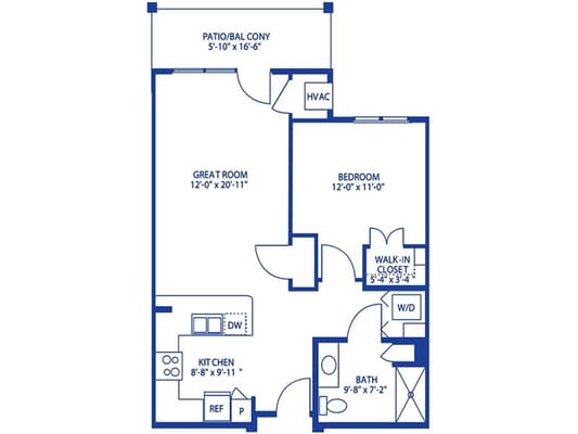 Architectural floor plan of a living unit layout