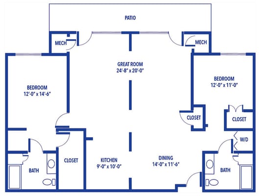 Architectural floor plan of a residential unit