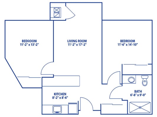 Architectural floor plan of a resident unit layout