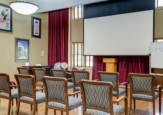 Interior view of a common area with chairs arranged