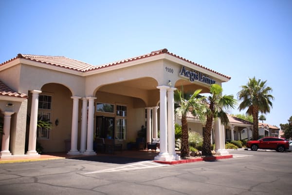Exterior view of a senior living facility entrance
