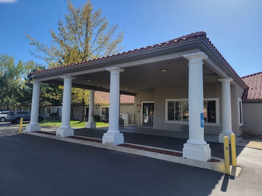 Front entrance of a senior living facility