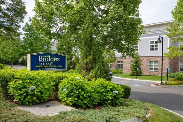 Sign and exterior of a senior living facility