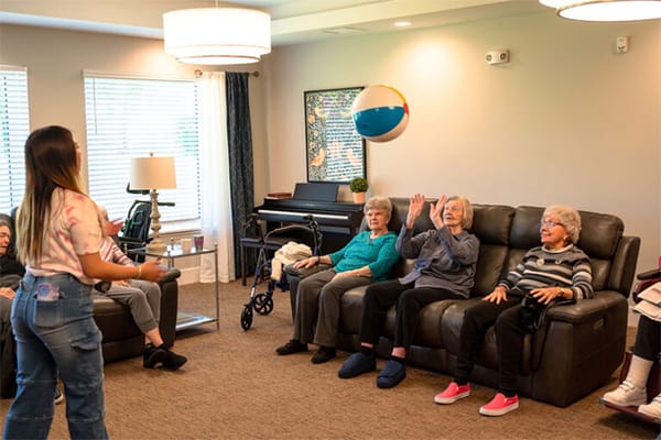 Residents participating in a fun indoor activity