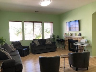 Bright common area with comfortable seating