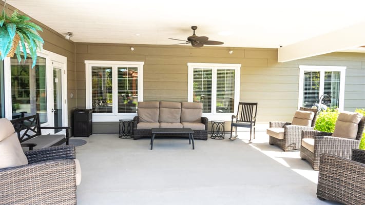 Outdoor seating area with comfortable chairs