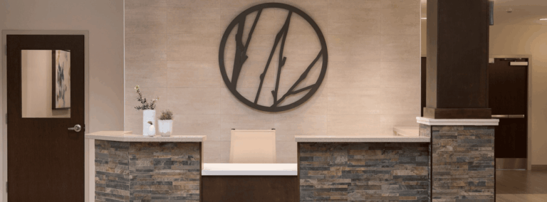 Modern reception area with stylish decor