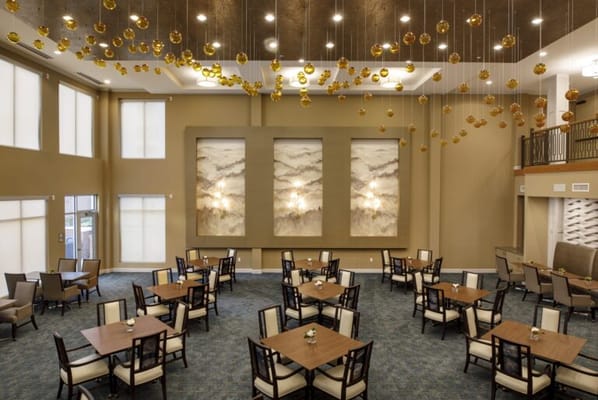 Stylish dining room with elegantly arranged tables