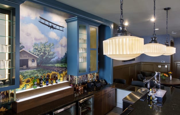 Interior view of a stylish bar area with decor