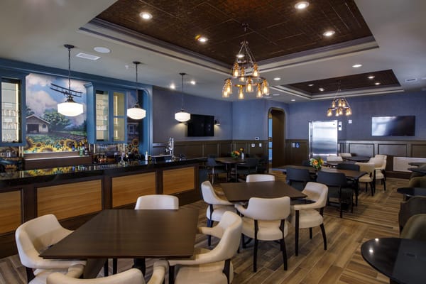 Modern dining area with stylish furnishings and decor