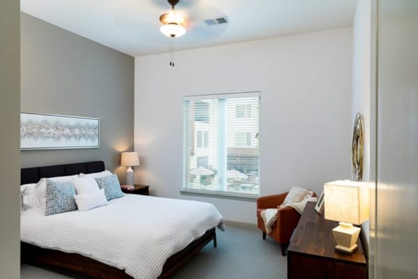 Cozy bedroom with natural light and decor