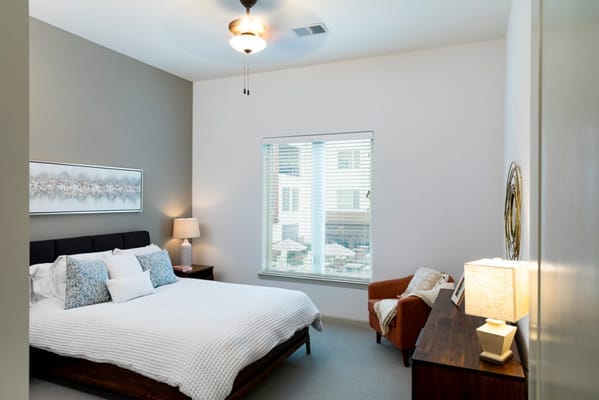 Cozy bedroom with natural light and decor