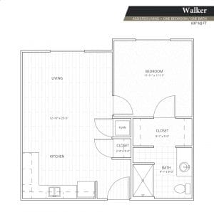 Architectural floor plan of an assisted living unit