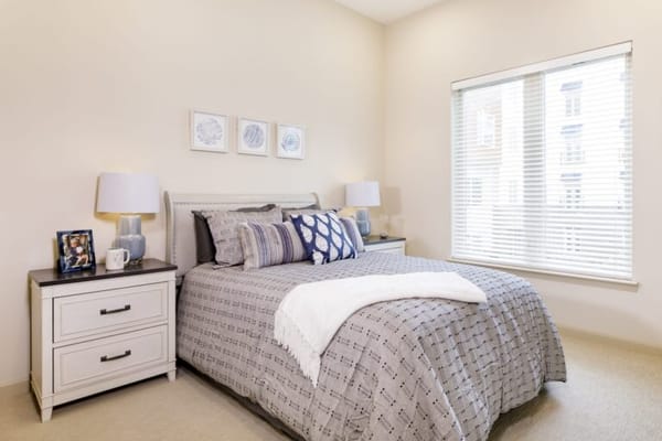 Cozy private bedroom in a senior living facility