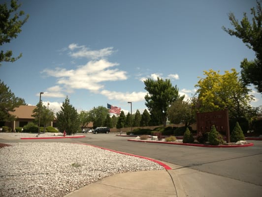 Outdoor view of a senior living facility with landscaping