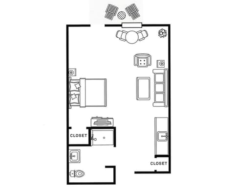 Floor plan of a resident room layout