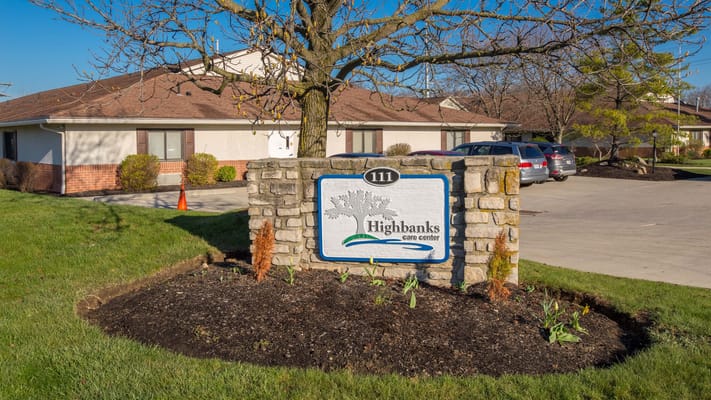 Exterior view of Highbanks Care Center signage