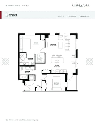 Architectural floor plan for Garnet unit