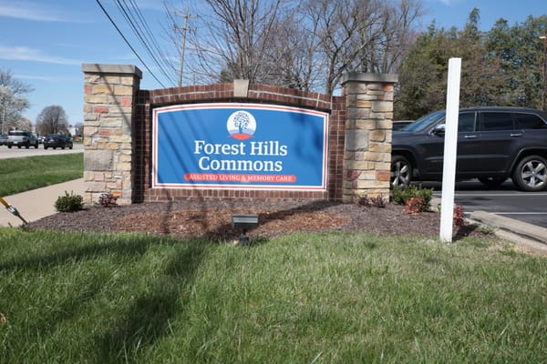 Sign for Forest Hills Commons assisted living facility