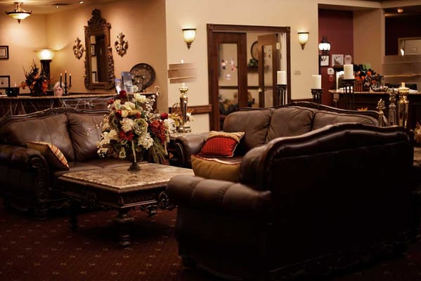 Elegant common area with cozy seating and decor